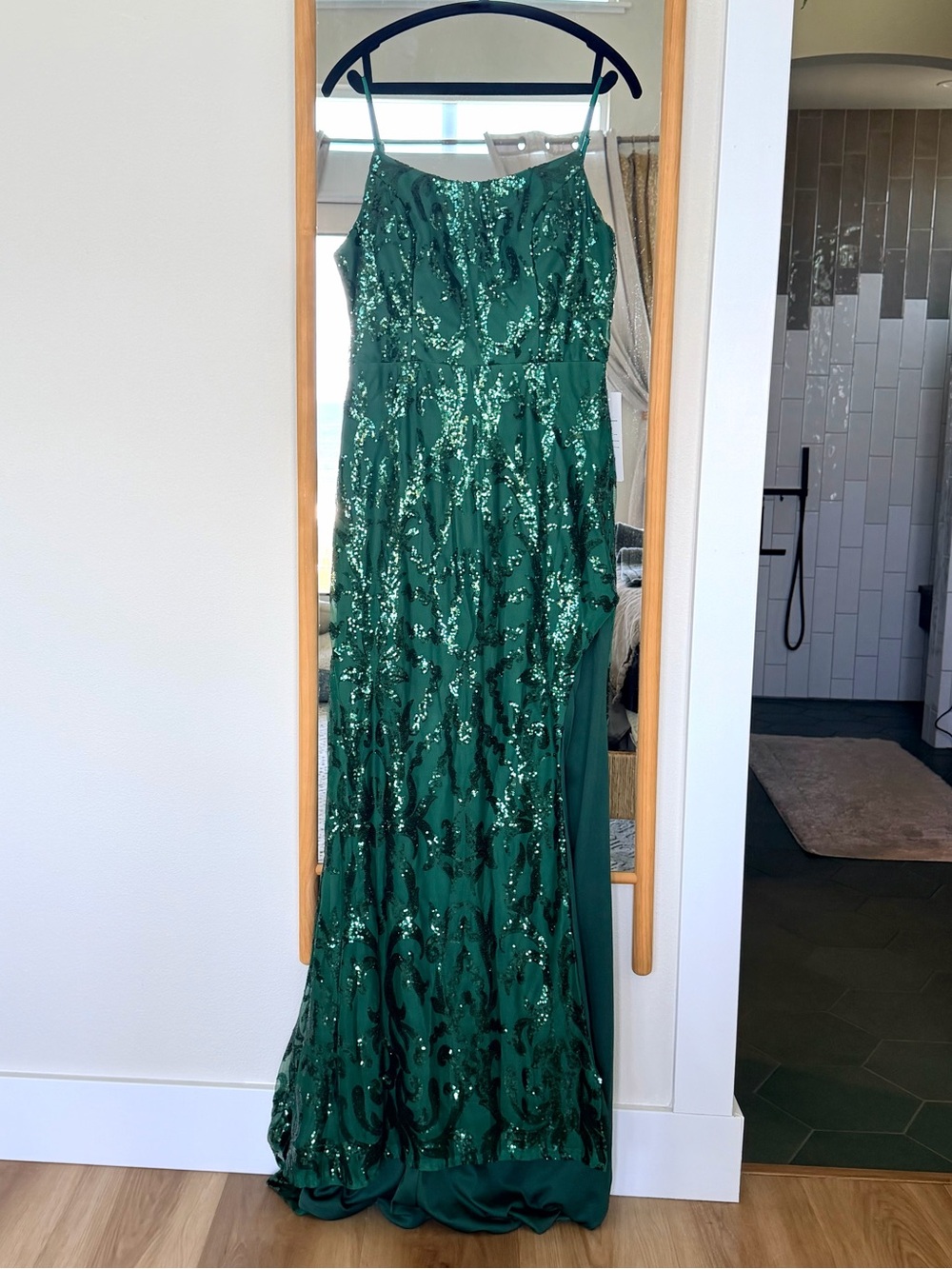 NWT Emerald Green Sequin Evening Gown